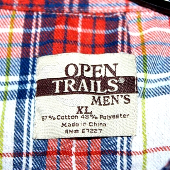 Open Trails Plaid Flannel Shirt - Mens XL - Cotton Blend - Picture 3 of 7